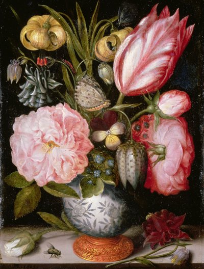 Nature morte de fleurs dans un vase en porcelaine - Ambrosius the Elder Bosschaert